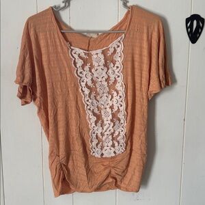 Daytrip Peach and Cream Knit Top